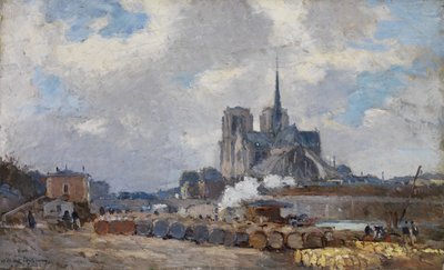 Notre Dame van Parijs, gezien vanaf de Quai de la Tournelle door Albert Charles Lebourg